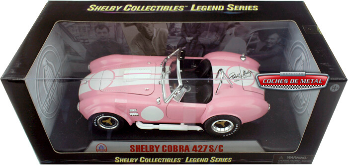 1966 Shelby Cobra 427 S/C Firmado por Carroll Shelby Rosa 1:18 Shelby Collectibles 114F