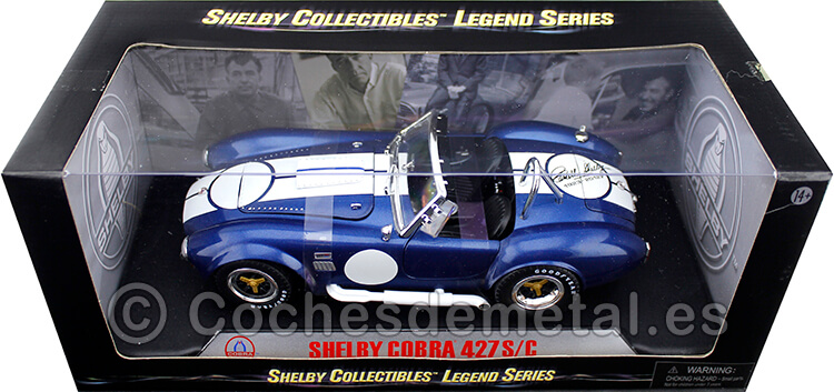SC121-1 - 1966 Shelby Cobra 427 S-C Edicion Firmada Azul/Blanco 1:18 Shelby Collectibles