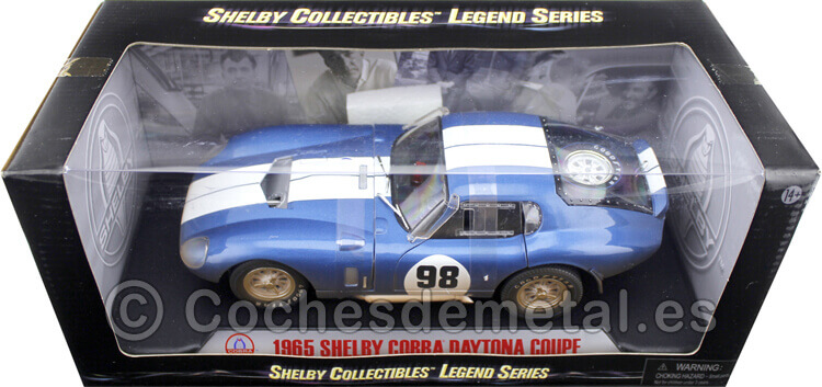 1965 Shelby Cobra Daytona Coupe Versión Sucio Azul/Blanco 1:18 Shelby Collectibles 133