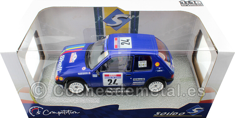 1990 Peugeot 205 Rally Grupo A Nº24 Boursier/Frangin Rallye Tour de Corse 1:18 Solido S1801711