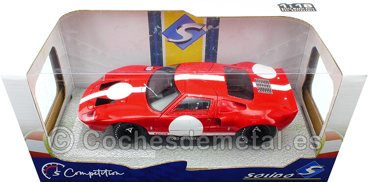 1966 Ford GT 40 MK I Racing Rojo/Blanco 1:18 Solido S1803005