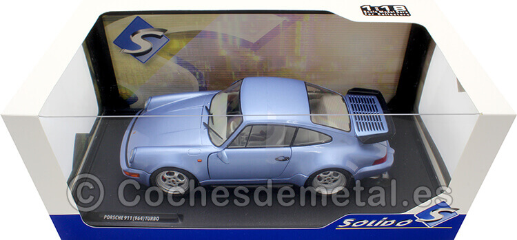 1990 Porsche 911 Turbo (964) Azul Metalizado Horizonte 1:18 Solido S1803408