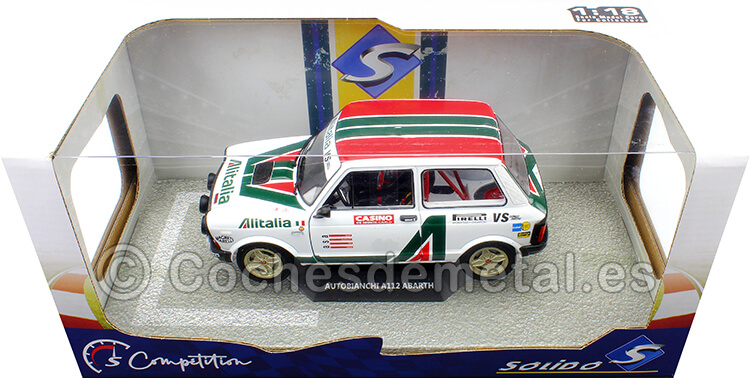 1980 Autobianchi A112 MK5 Abarth Set Alitalia Rallye Blanco 1:18 Solido S1803803