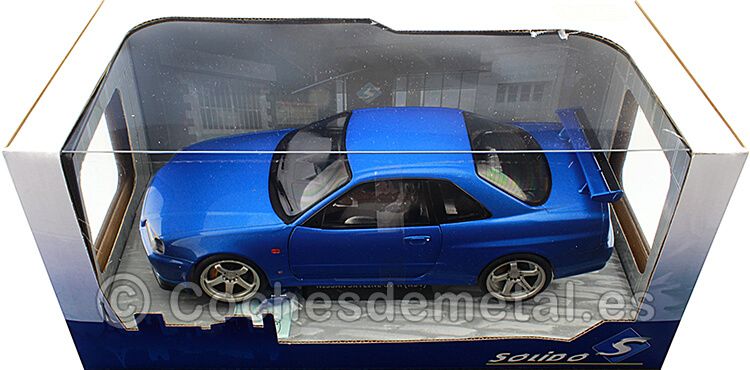 1999 Nissan Skyline GT-R (R34) Azul Bayside 1:18 Solido S1804306