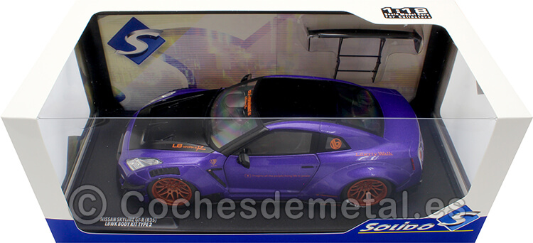 2022 Nissan GT-R (R35) Liberty Walk Kit Type 2 Purplezilla Púrpura Metalizado/Negro 1:18 Solido S1805812
