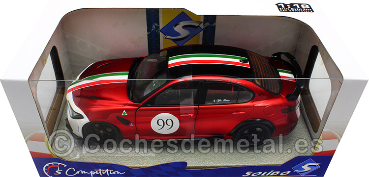 2021 Alfa Romeo Giulia GTA M Nº99 Homenaje GP Mugello 1969 Rojo Bicapa/Blanco 1:18 Solido S1806904