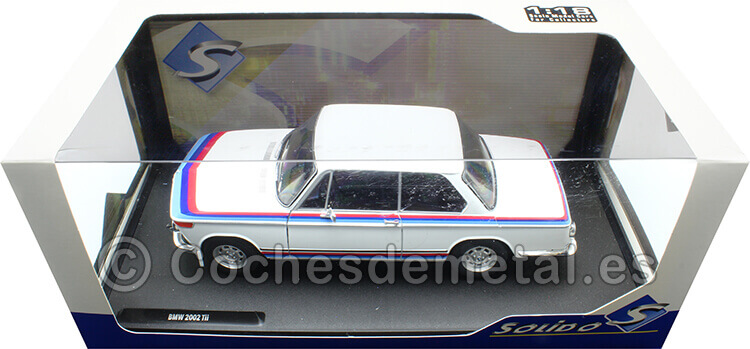 1971 BMW 2002 Tii Turbo Evocation Blanco Decorado 1:18 Solido S1808602