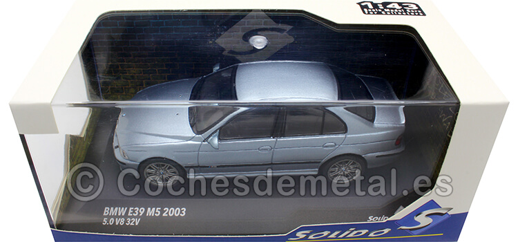 2003 BMW E39 M5 5.0 V8 32V Plateado Azul Agua 1:43 Solido S4310503