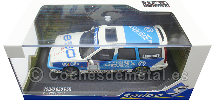 1995 Volvo 850 T5-R 2.3L 20V Turbo Tributo Blanco/Azul Decorado 1:43 Solido S4310604