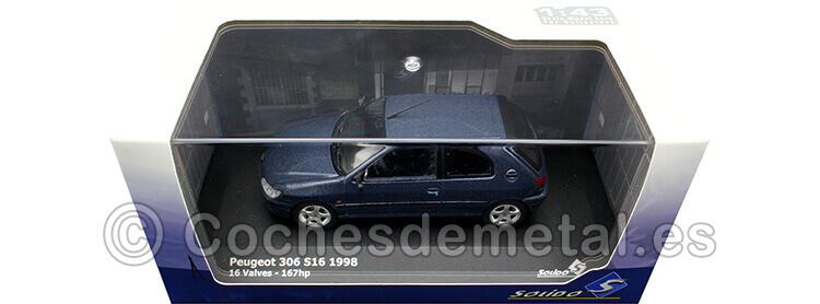1998 Peugeot 306 S16 16V 167hp China Blue 1:43 Solido S4311401