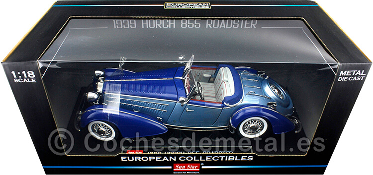1939 Horch 855 Special Roadster Azul Bitono 1:18 Sun Star 2408