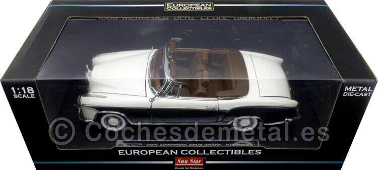1958 Mercedes-Benz 220SE W128 Open Convertible Ivory/Black 1:18 Sun Star 3576