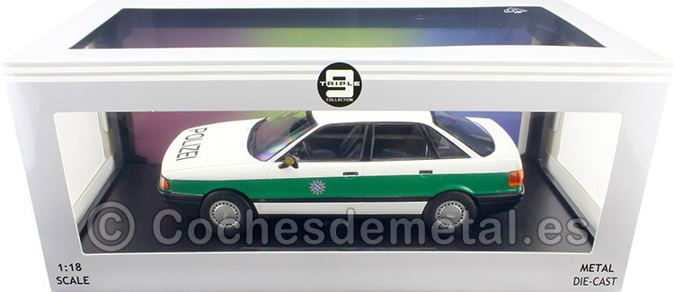 1989 Audi 80 B3 Policía Alemana Blanco/Verde 1:18 Triple-9 1800345