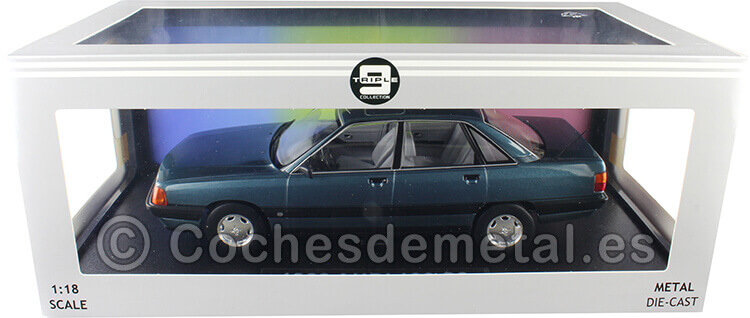 1989 Audi 100 2.3E C3 Verde Azulado Lago Metalizado 1:18 Triple-9 1800350
