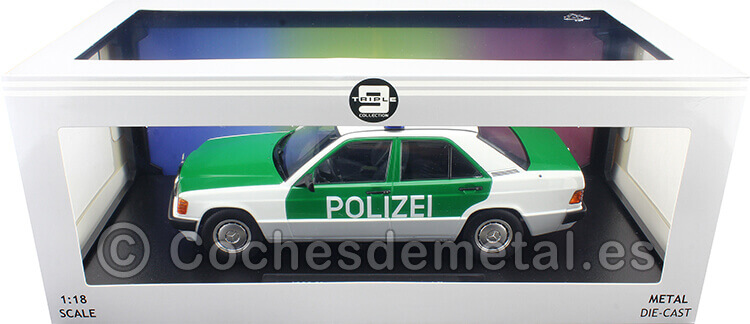 1993 Mercedes-Benz 190 W201 Policía Alemania Verde/Blanco 1:18 Triple-9 1800314