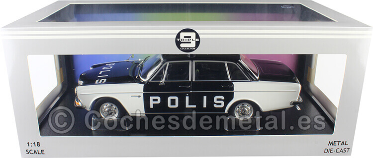 1970 Volvo 164 Policía Suecia Blanco/Negro 1:18 Triple-9 1800375