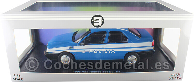 1996 Alfa Romeo 155 Polizia Azul/Blanco 1:18 Triple-9 1800386