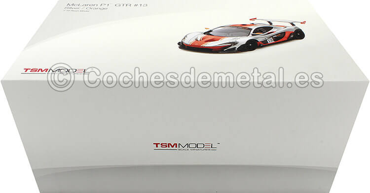 2013 McLaren P1 GTR Plateado/Naranja 1:18 True Scale TSM181006R