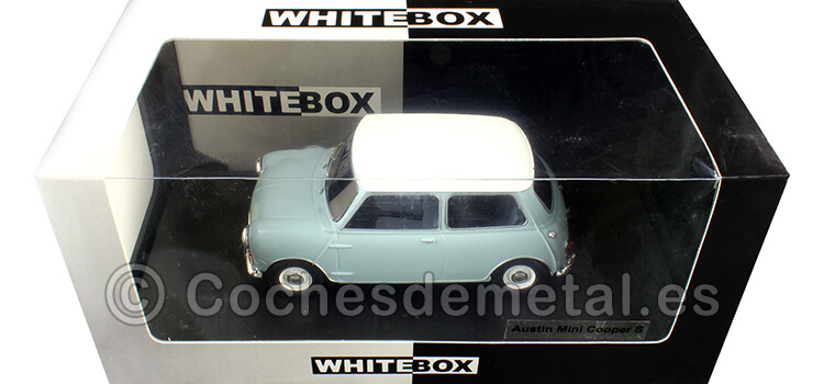 1965 Austin Mini Cooper S Azul/Blanco 1:24 WhiteBox 124183