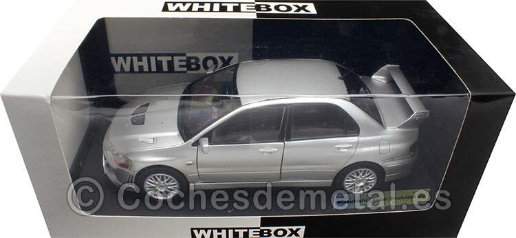 2001 Mitsubishi Lancer Evolution VII Plateado 1:24 WhiteBox 124204-O