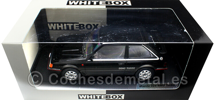 1989 Mazda 323 4WD DOHC Turbo Negro/Gris 1:24 WhiteBox 124222