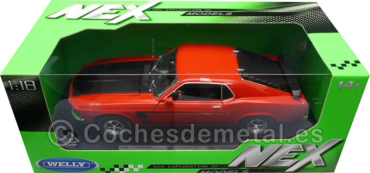1969 Ford Mustang Boss 302 Rojo 1:18 Welly 12516