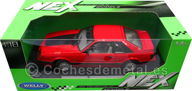 1986 Ford Mustang GT 5.0 Rojo 1:18 Welly 12526