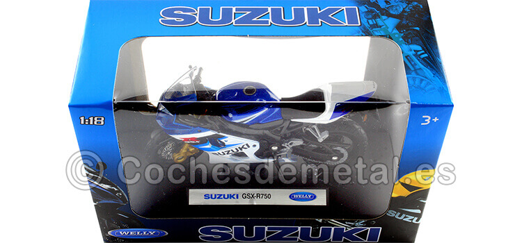 2008 Suzuki GSX-R 750 Azul/Blanca 1:18 Welly 12803