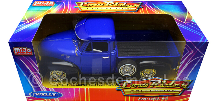 1953 Chevrolet 3100 Pickup Low Rider Azul/Negro 1:24 Welly 22087