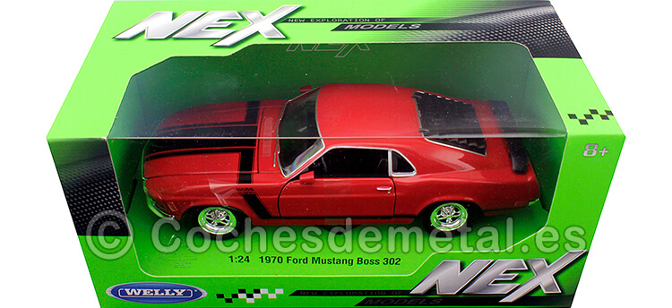 1970 Ford Mustang BOSS 302 Fastback Rojo/Negro 1:24 Welly 22088
