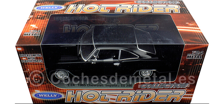 1965 Chevrolet Impala SS 396 Tuning Negro 1:24 Welly 22417