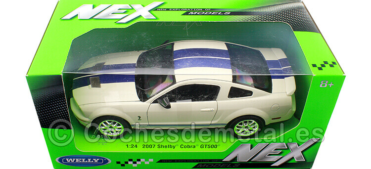 2007 Ford Shelby Cobra GT500 Blanco Hueso 1:24 Welly 22473