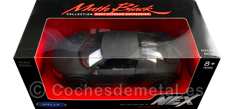2010 Audi R8 V10 Coupe Negro Mate 1:24 Welly 22493