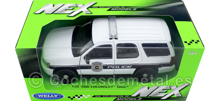 2008 Chevrolet Tahoe Policia Blanco/Negro 1:24 Welly 22509