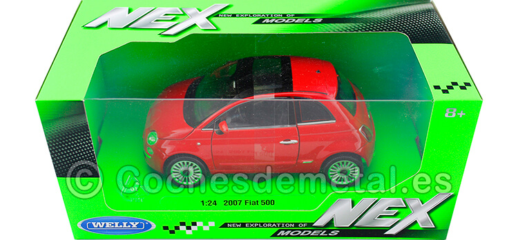 2007 Fiat 500 Rojo 1:24 Welly 22514
