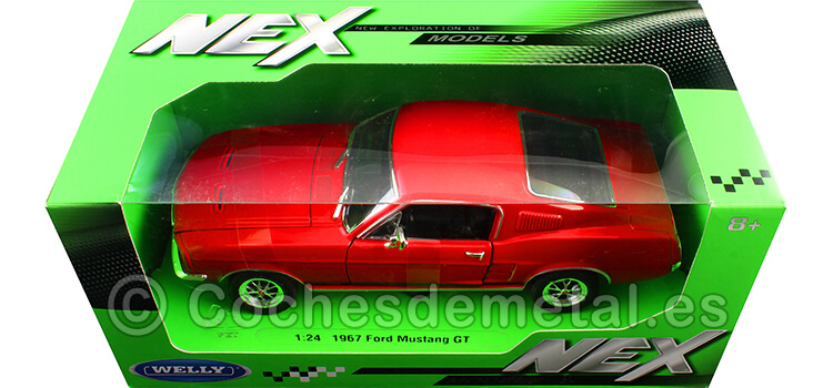 1967 Ford Mustang GT Fastback Rojo 1:24 Welly 22522
