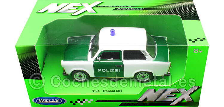 1963 Trabant 601 Policía Alemana Blanco/Verde 1:24 Welly 24037
