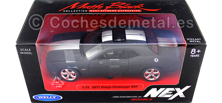 2012 Dodge Challenger SRT Matte Black 1:24 Welly 24049