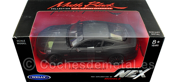 2015 Ford Mustang GT Negro Mate 1:24 Welly 24062