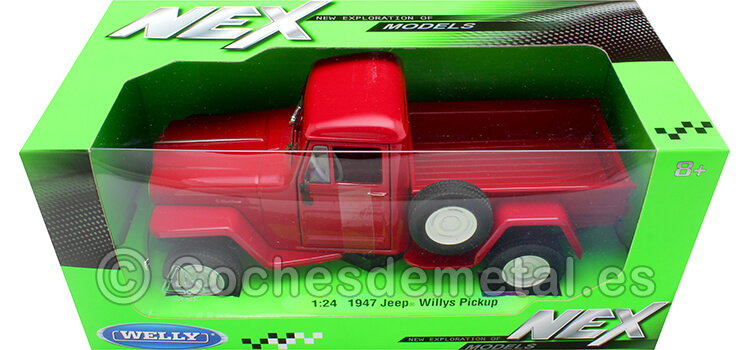 1947 Jeep Willys Pickup Rojo 1:24 Welly 24116