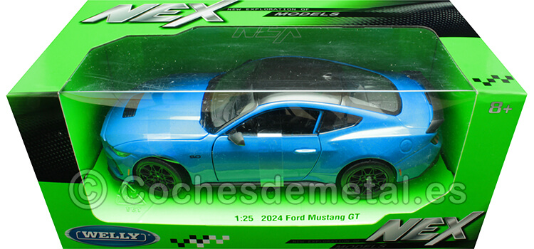 2024 Ford Mustang GT Azul Metalizado 1:24 Welly 24123