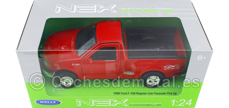 1999 Ford F150 Regular Cab Flareside Pickup Rojo 1:24 Welly 29391