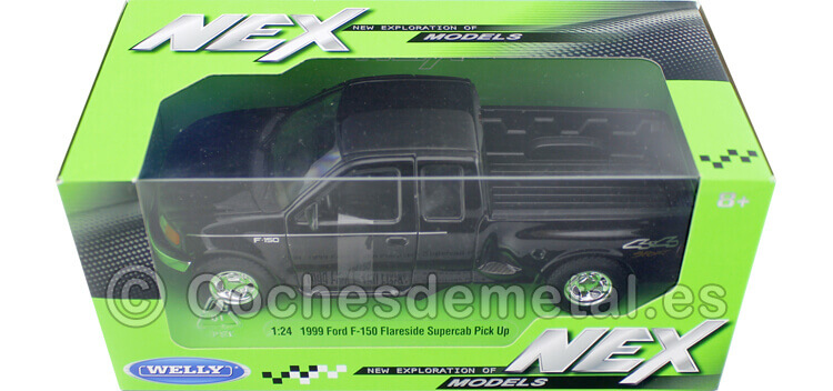 1999 Ford F150 Flareside Supercab Pickup Negro 1:24 Welly 29396