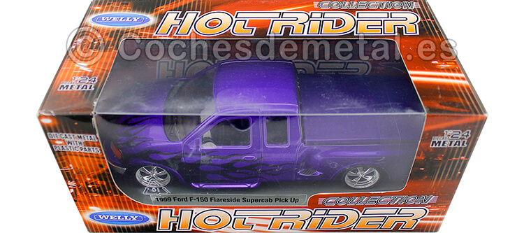 1999 Ford F150 Flareside Supercab Pickup Low Rider Violeta 1:24 Welly 29396
