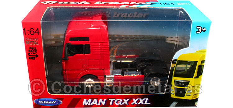 2019 Cabeza Tractora MAN TGX 18.440 XXL 2 Ejes Rojo 1:64 Welly 68010