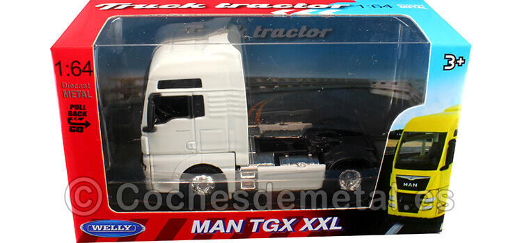 2019 Cabeza Tractora MAN TGX 18.440 XXL 2 Ejes Blanco 1:64 Welly 68010