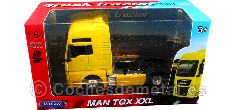 2019 Cabeza Tractora MAN TGX 18.440 XXL 2 Ejes Amarillo 1:64 Welly 68010