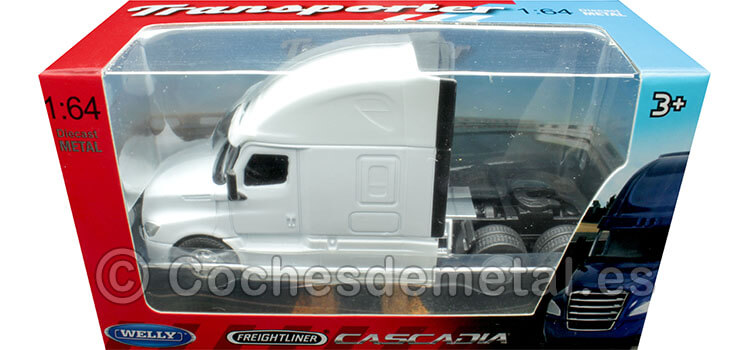 2023 Cabeza Tractora Freightliner Cascadia 3 Ejes Blanco 1:64 Welly 68060F