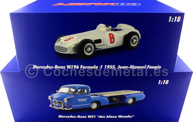 1955 Mercedes-Benz El Milagro Azul + W196 Nº8 Flecha de Plata 1:18 Werk83 W1801803 W1801701
