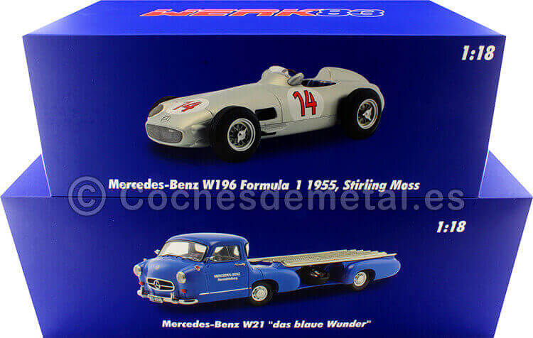 1955 Mercedes-Benz El Milagro Azul + W196 Nº14 Flecha de Plata 1:18 Werk83 W1801804 W1801701